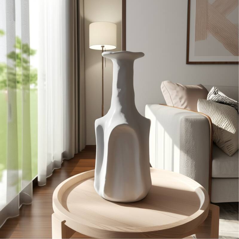 Stoneware Vase Sleek Modern Decorative for Fresh Flowers Accent