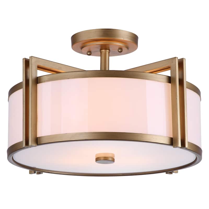 SAFAVIEH Lighting Jolie Orb Drum 3-Light Gold Ceiling Light - 17.125"x17.125"x10.25" - 17Wx17Dx10H