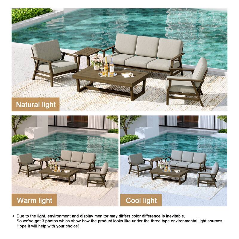 5-Piece Teak Outdoor Conversation Set with Tables.