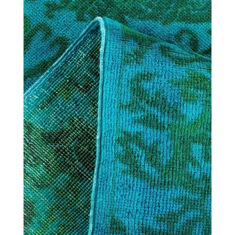 Overton Hand Knotted Wool Vintage Inspired Modern Contemporary Overdyed Blue Area Rug - 4' 1" x 6' 2"