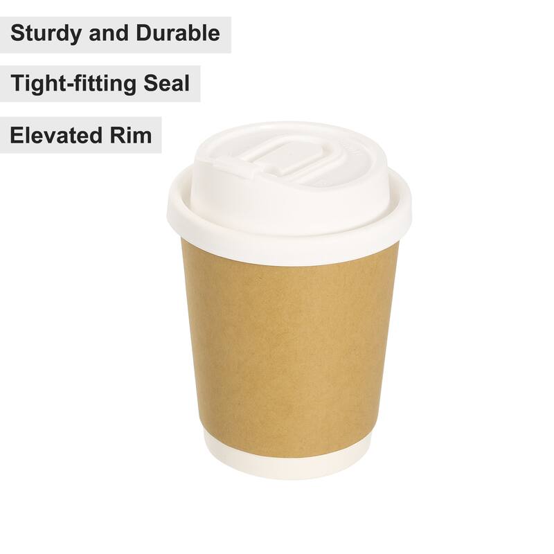 Disposable Coffee Cup Lids, 50 Count 80mm U-Shaped Plastic Lids