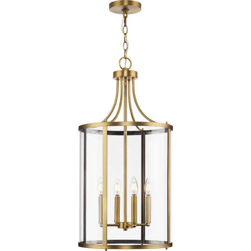Gilliam Collection Four-Light Vintage Brass New Traditional Hall & Foyer - 15 in x 15 in x 30.62 in