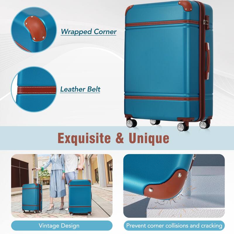 3 Piece Lightweight Luggage Set, Hardside Expandable Suitcase w/TSA Lock and Cosmetic Case