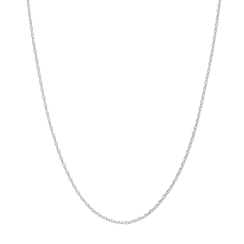 Curata 14k White Gold 0.7mm Extendable Light Rope Chain Necklace (Spring-ring), 16-18"