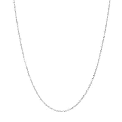 Curata 14k White Gold 0.7mm Extendable Light Rope Chain Necklace (Spring-ring), 16-18"