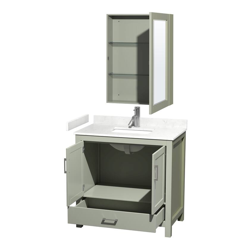 Wyndham Collection Sheffield 36" Single Bathroom Vanity, Carrara