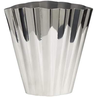 Stainless Steel Metal Decorative Vase with Zig Zag Edging - Silver - Roche River Decor