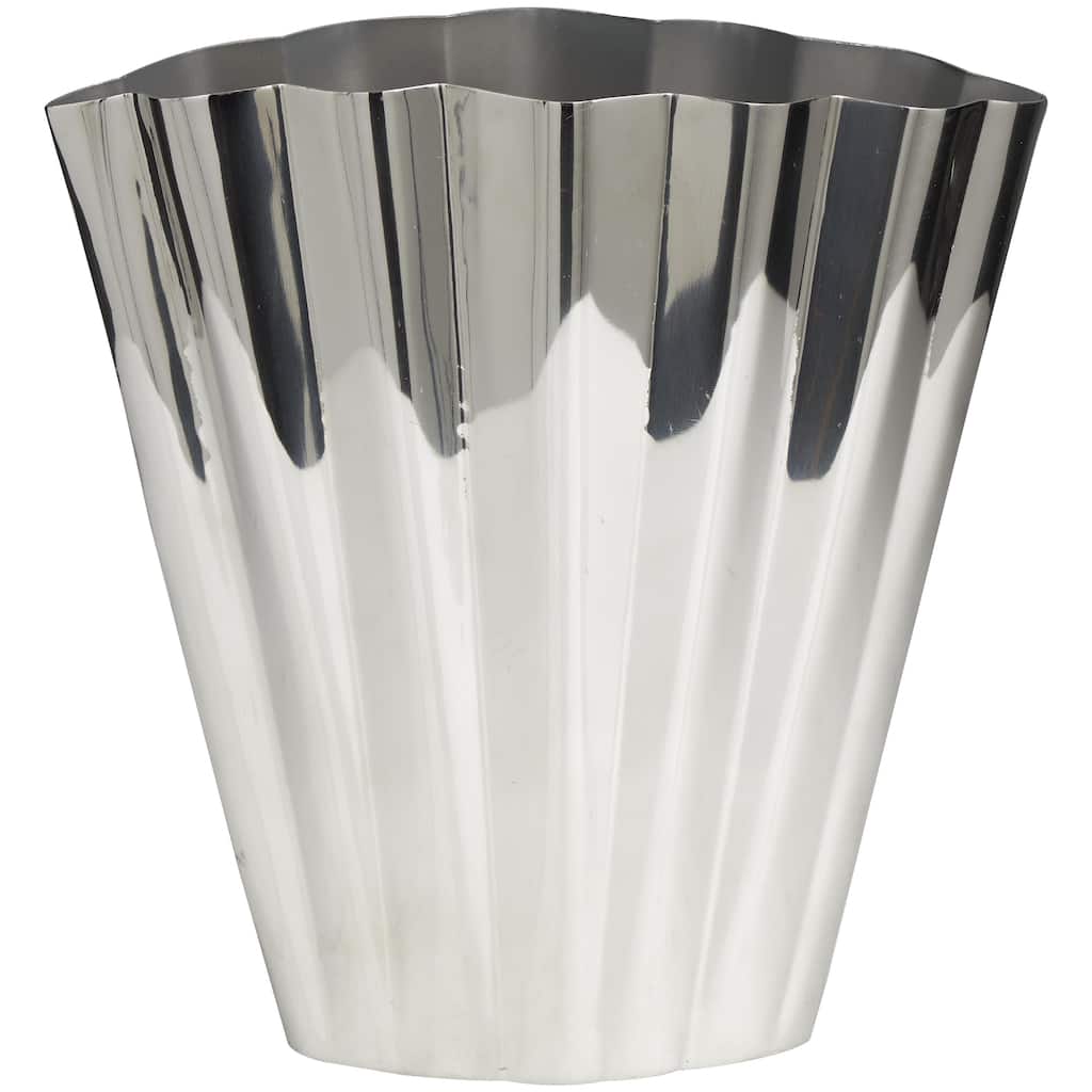 Stainless Steel Metal Decorative Vase with Zig Zag Edging - Silver - Roche River Decor