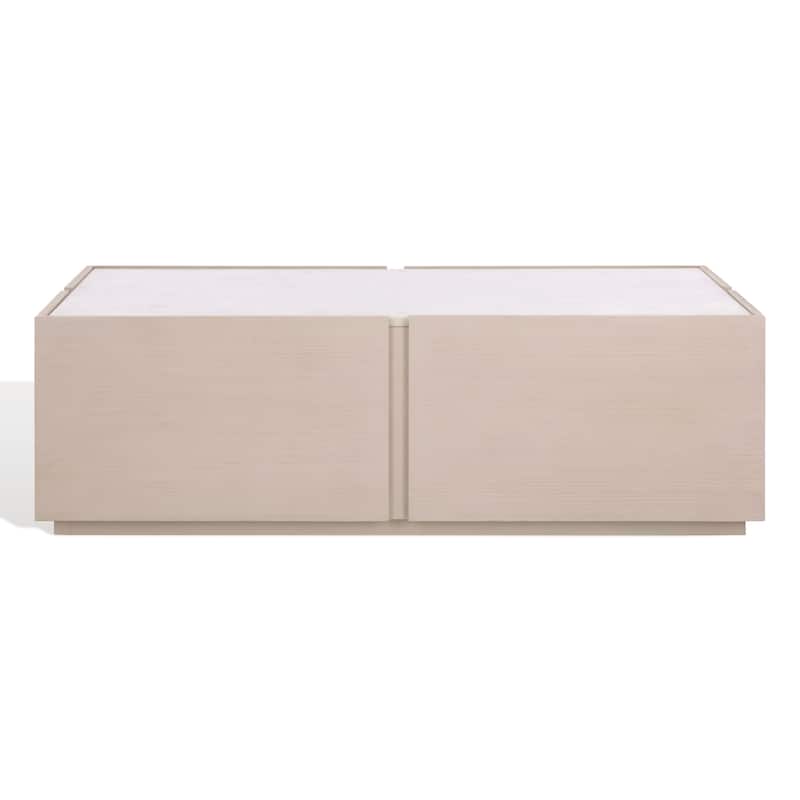 SAFAVIEH Couture Alanabella Marble Rectangle Coffee Table - 48"W x 24"D x 15"H - Sand/White