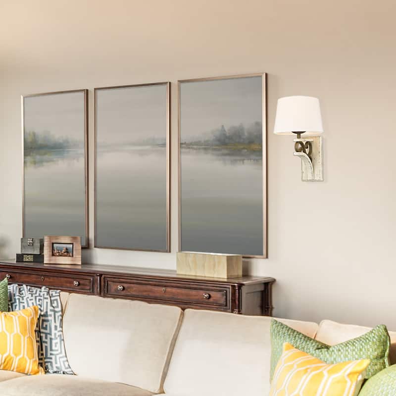 Golden Lighting Solay 1-light Wall Sconce in Burnished Chestnut - Ivory Linen/Burnished Chestnut