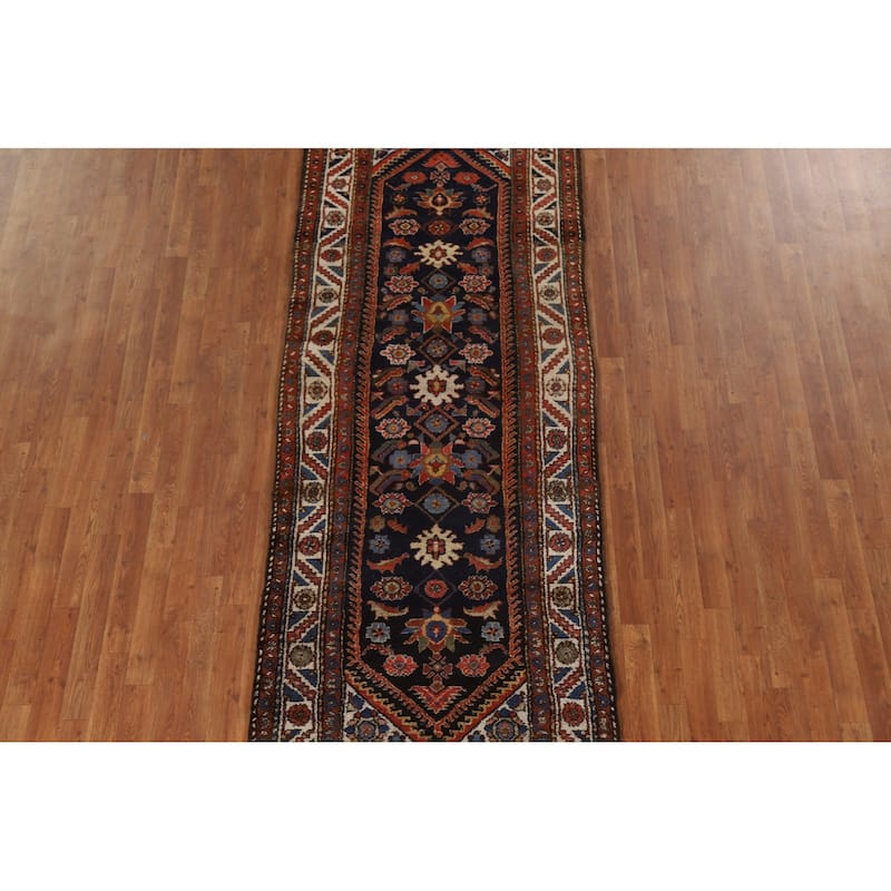 Pre-1900 Antique Bakhtiari Persian Runner Rug Handmade Wool Carpet - 3'6"x 10'3"