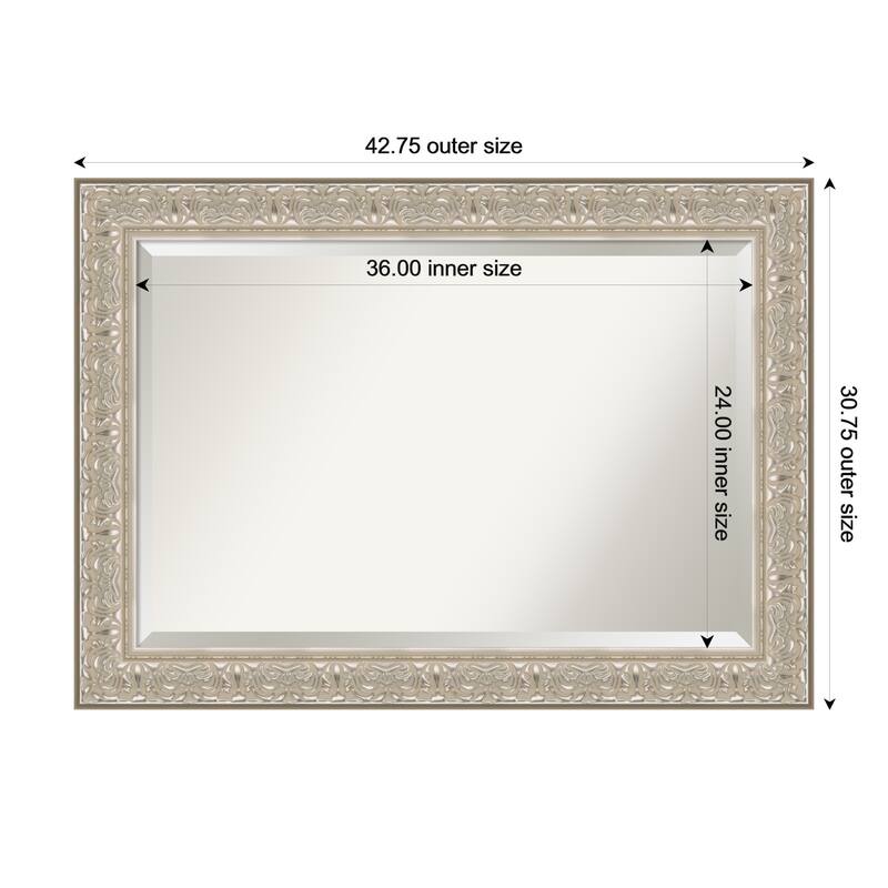 Luxe Beveled Framed Wall Mirror - 43 x 31 in - Luxe Silver Cream
