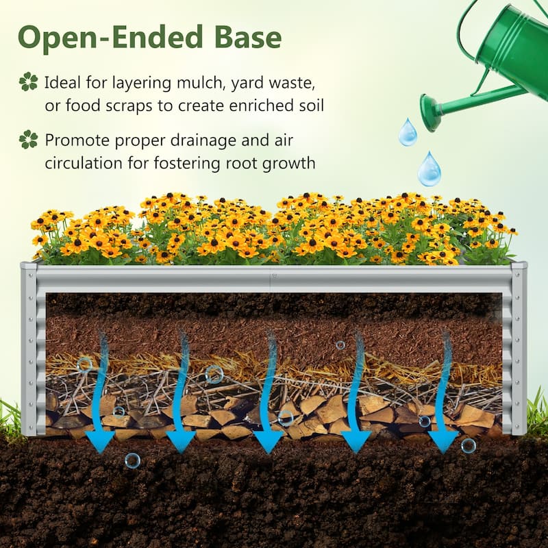 Gymax Raised Garden Bed Large Metal Planter Box Kit for Vegetable Herb