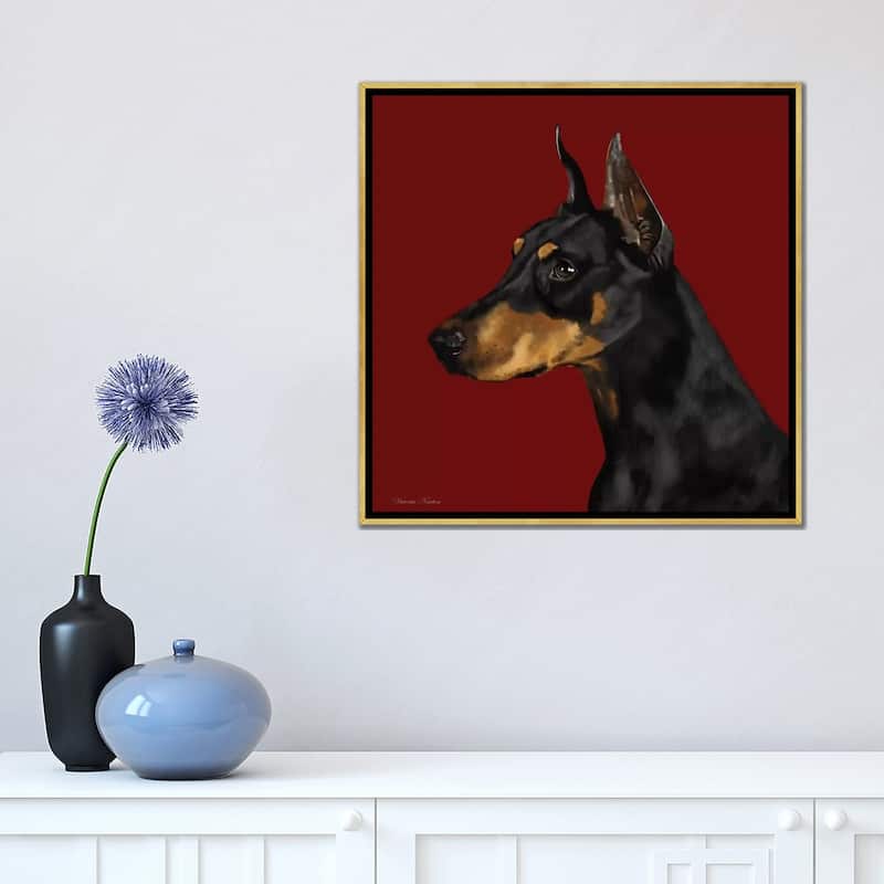 iCanvas "Doberman" by Vicki Newton Framed Canvas Print