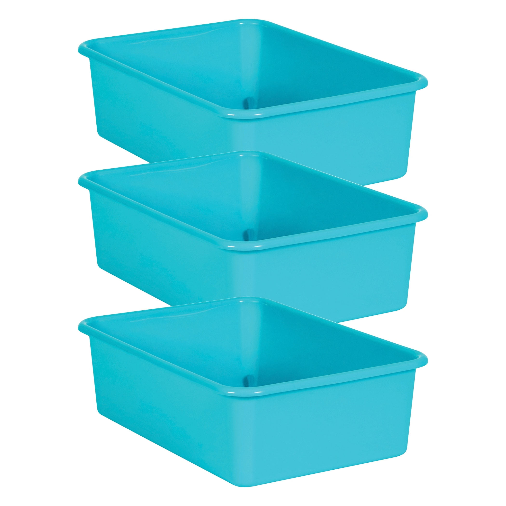 Teacher Created Resources Teal Large Plastic Storage Bin, Pack of 3