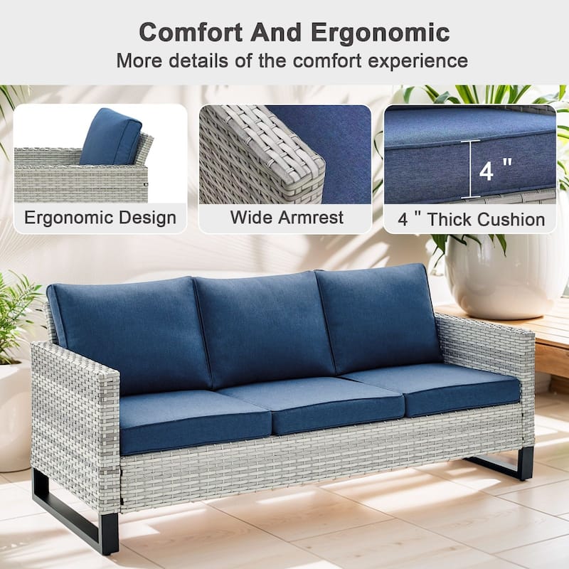 Gymojoy 3-Seat Outdoor Sofa, All-Weather PE Wicker