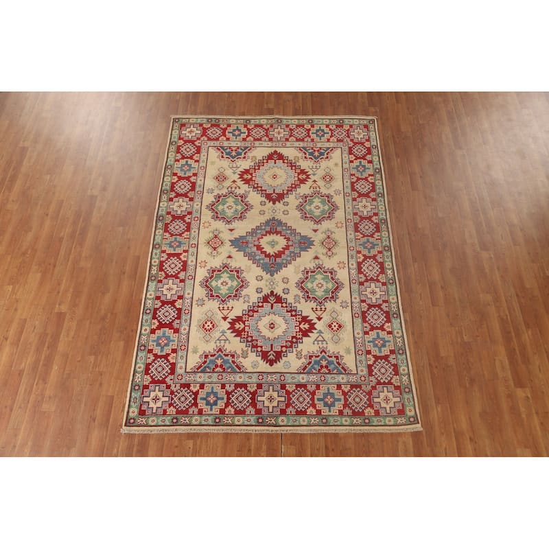 Kazak Oriental Area Rug Hand-Knotted Wool Carpet - 5'8" x 8'8"