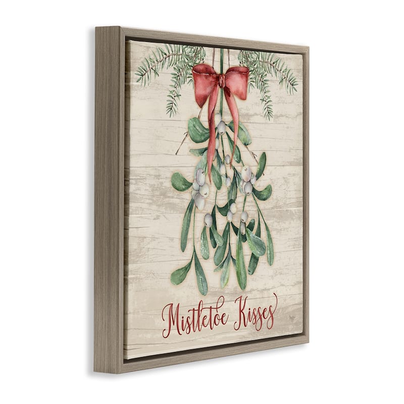 Stupell Rustic Mistletoe Kisses Framed Floater Canvas Wall Art Design By Mollie B.
