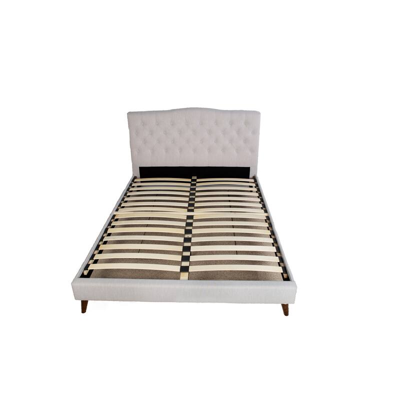 Queen Upholstered Bed Set with Two Nightstands in Stone Color