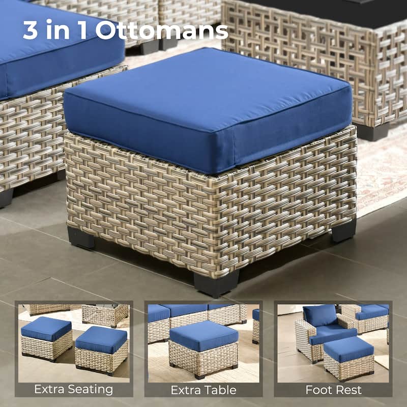 HOOOWOOO 13-piece Outdoor Sofa Patio Wicker Swivel Chair Set with 42" Fire Pit