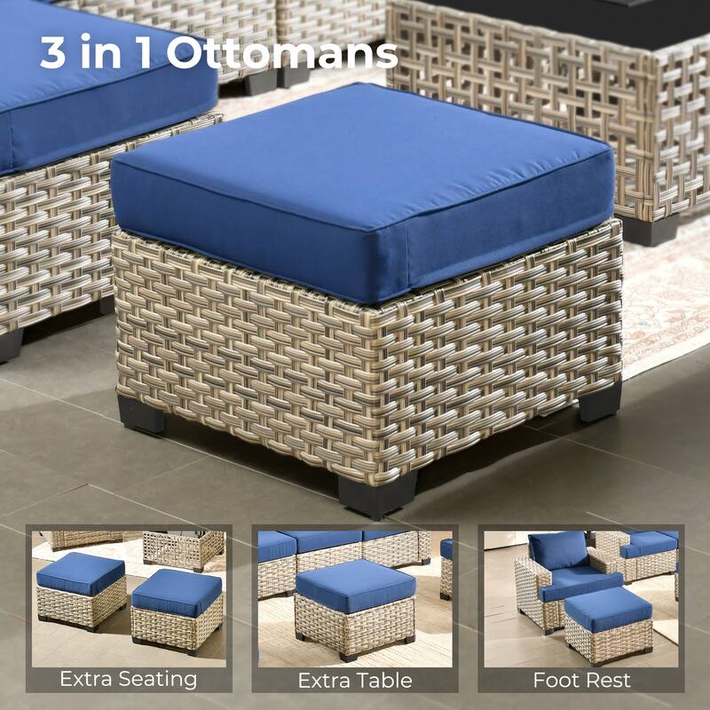 HOOOWOOO 8-piece Outdoor Wicker Patio Furniture Set with Coffee Table