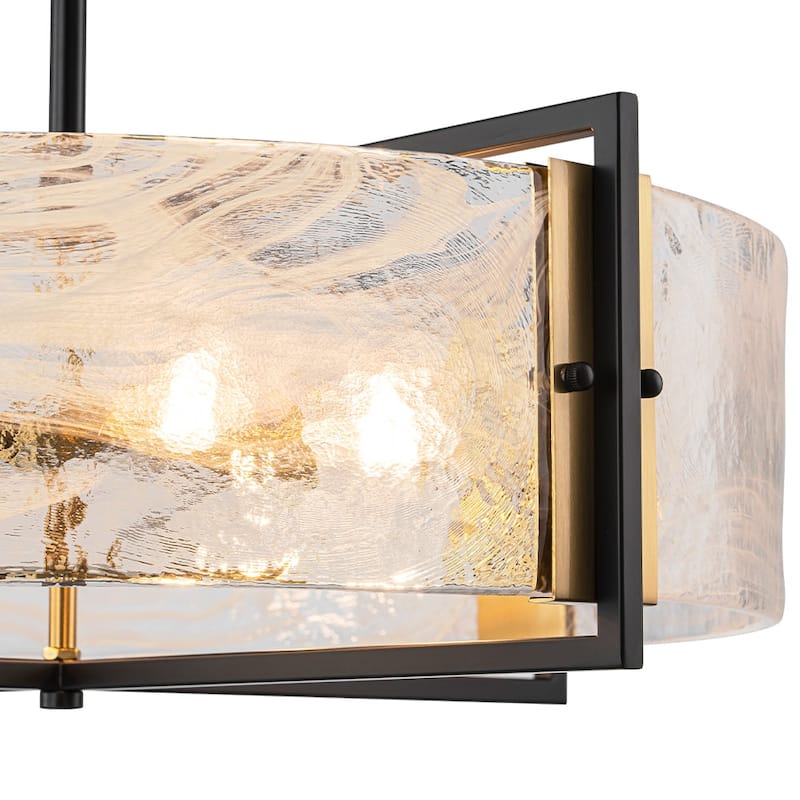 Modern Dining Room 6-Light Glazed Glass Drum Pendant Chandelier - 23.6in