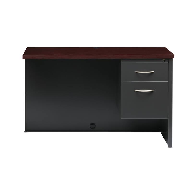 Hirsh 24D x 48W Right Hand Return for Single Pedestal Desk, Charcoal / Mahogany