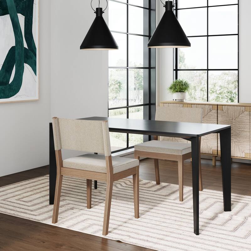 Linus Modern Upholstered Dining Chair, Solid Rubberwood Legs