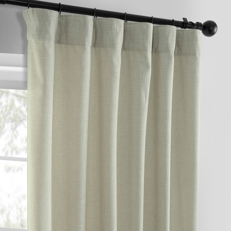 Exclusive Fabrics Basic Faux Linen Curtain Pair - 2 Panels - Light Filtering Window Curtains