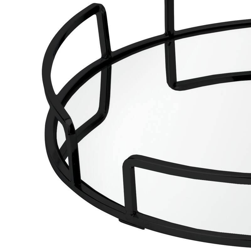 Home Details Modern Round Design Mirror Vanity Tray in Matte Black - Mattblack - 13" x 13" x 2.1"