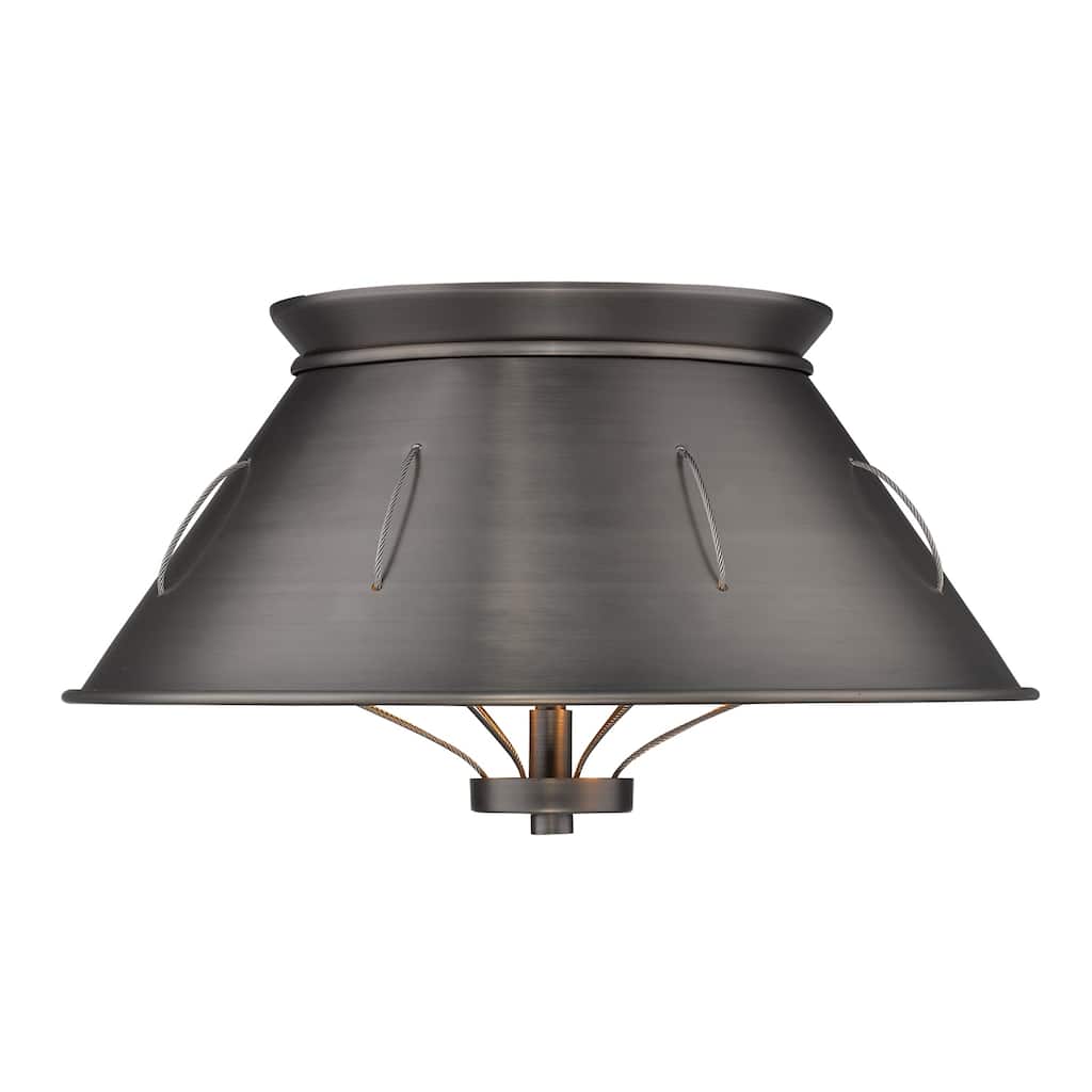 Golden Lighting Whitaker 2-light Flush Mount in Aged Steel
