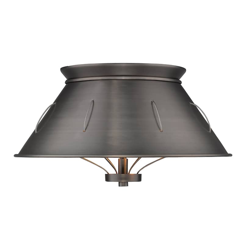 Golden Lighting Whitaker 2-light Flush Mount in Aged Steel
