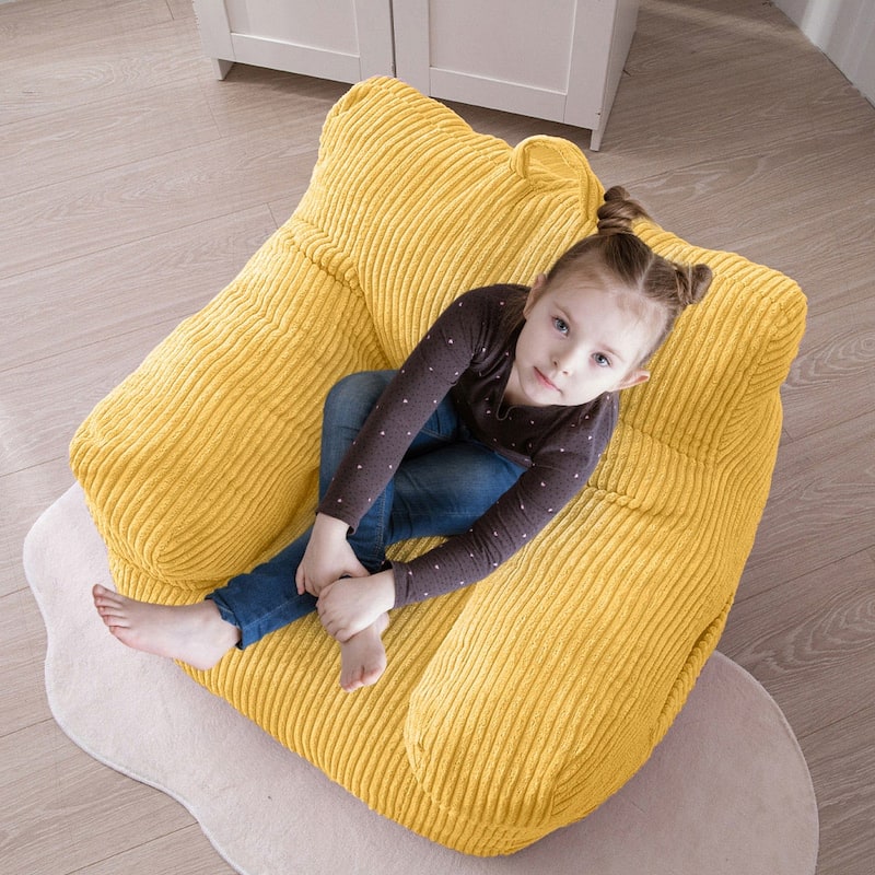Kids Bean Bag Chair,Sherpa Bean Bag Sofa Couch with Decorative Edges
