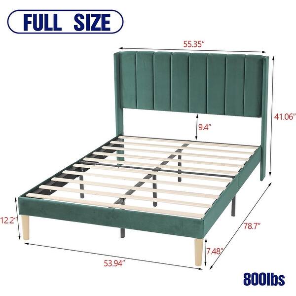 dimension image slide 22 of 25, AUFANK Upholstered Platform Bed Frame with Headboard Wooden Slats Support