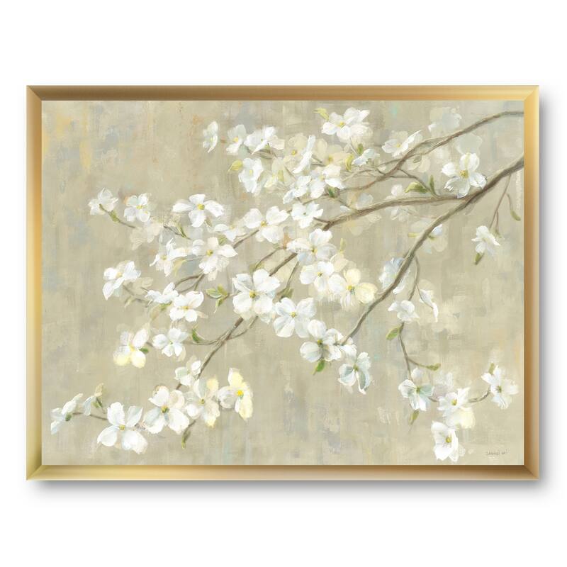Designart "Dogwood in Spring Neutral" Farmhouse Framed Art Print