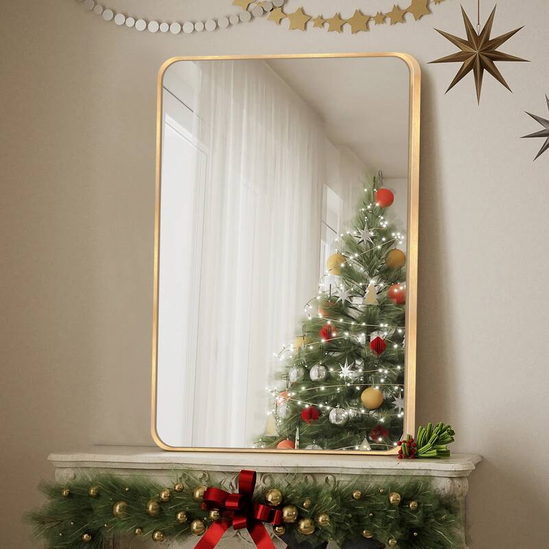 Wall Mount Bathroom Rectangle Vanity Mirror (Horizontal/Vertical) - 30x40 - Brushed Gold