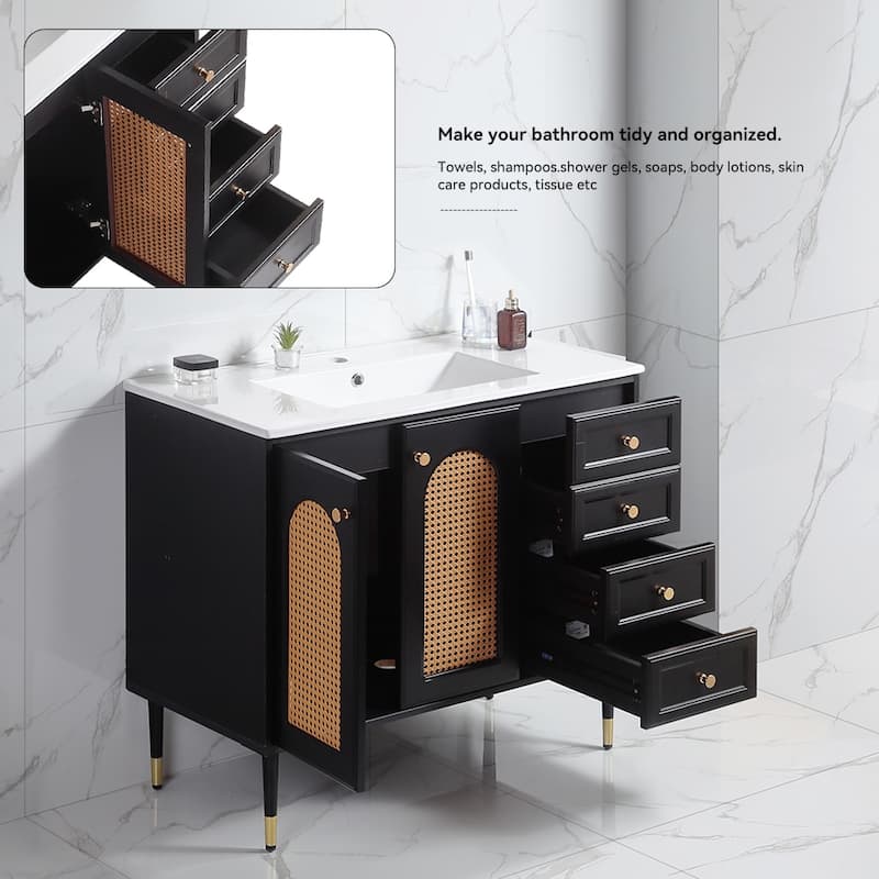 36" Bathroom Vanity with Ceramic Basin
