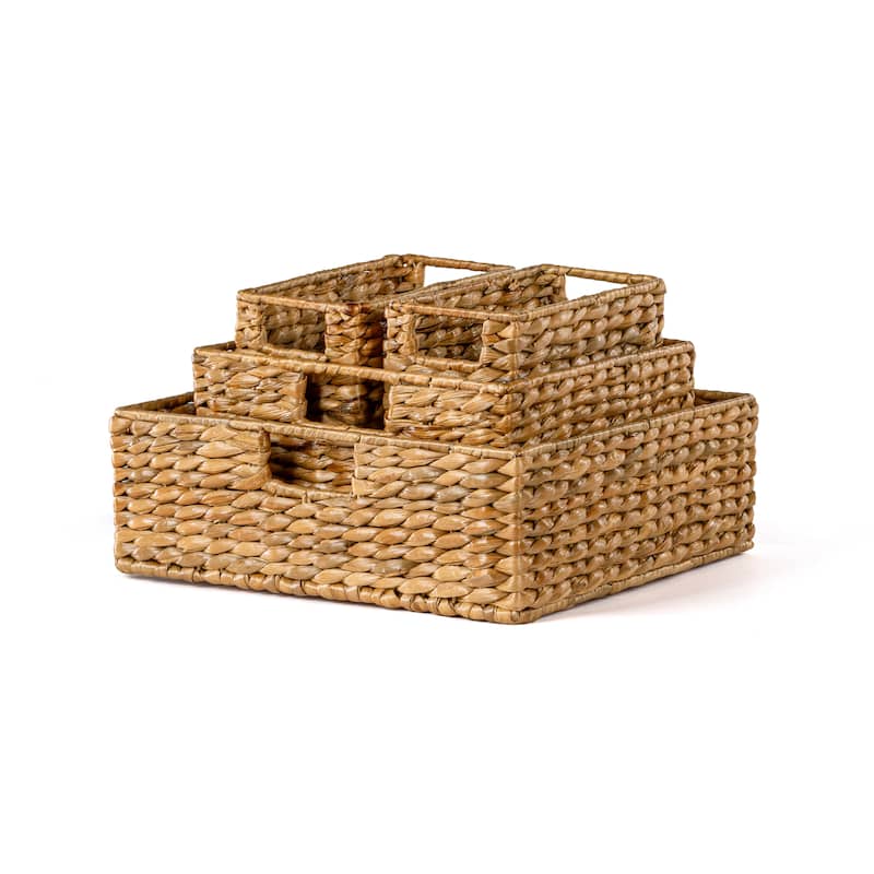 happimess Traditional Assorted Hand-Woven Hyacinth/Iron Baskets, (Set of 10)