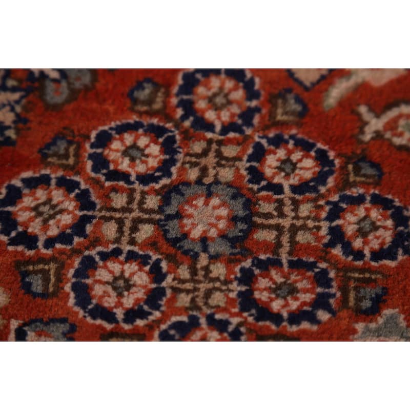 Orange Geometric Meymeh Indian Area Rug Hand-Knotted Wool Carpet - 8'8"x 11'4"