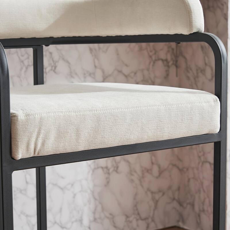 Modern Chenille Bar Stools Set of 2, Upholstered Counter Height Chairs