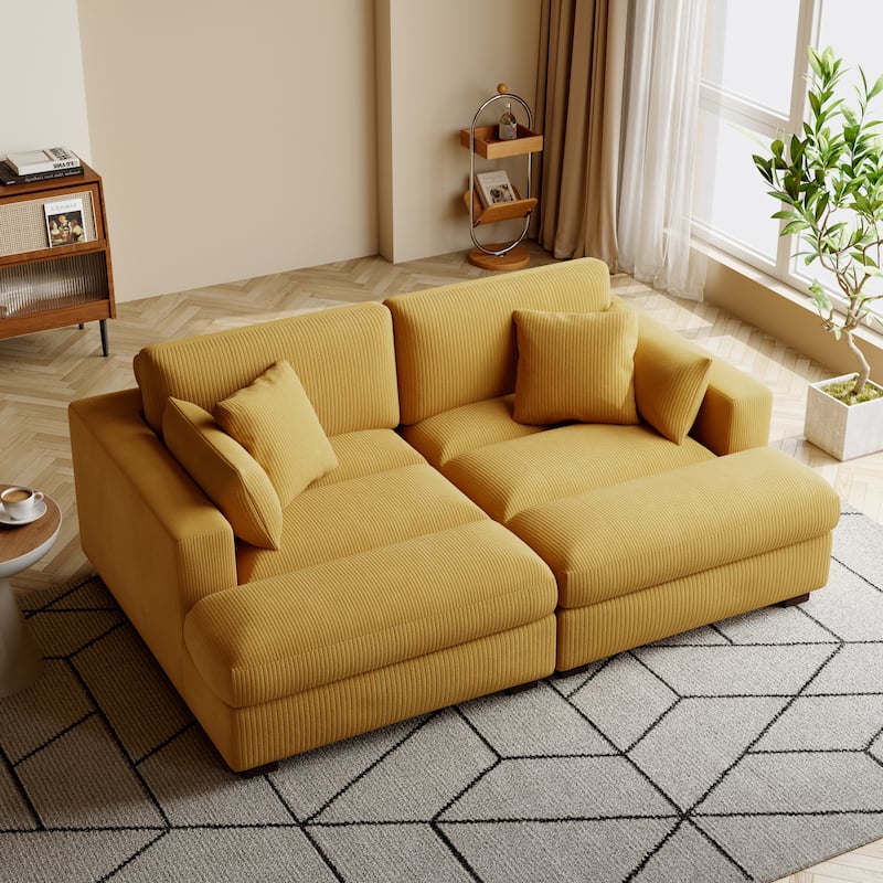Navaeh Corduroy Modular Sectional Sofa Large Couch Sleeper Chaise