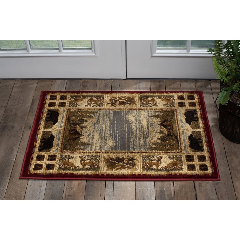 Natural Lodge Novelty Graphic Indoor Area Rug