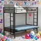 preview thumbnail 1 of 8, Twin over Full Stylish Contemporary Metal Bunk Bed, Multi-Function, Black Black - Twin