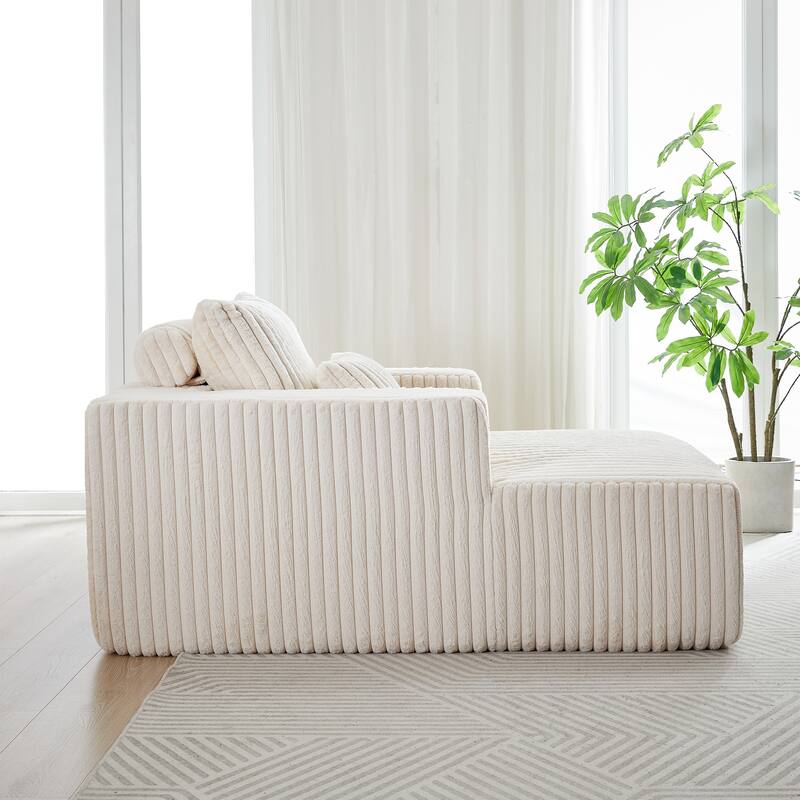 62.5-Inch Corduroy Modular Sleeper Sofa Bed with Removable Footrest