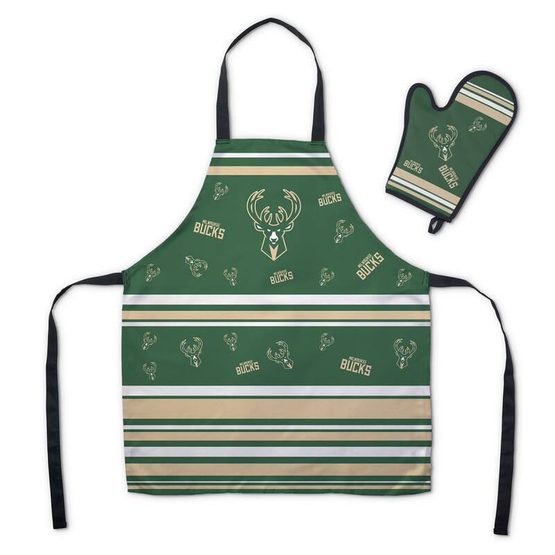 NBA Press Apron BBQ Mitt 2-piece Set - 24" x 28" - Milwaukee Bucks