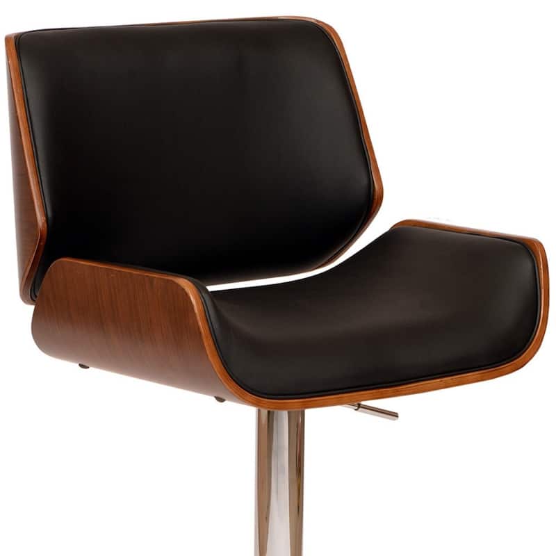 24" Adjustable Height Swivel Bar Stool with Padded Faux Leather Seat and Chrome Base for Kitchen - 46”H x 20”W x 19”D