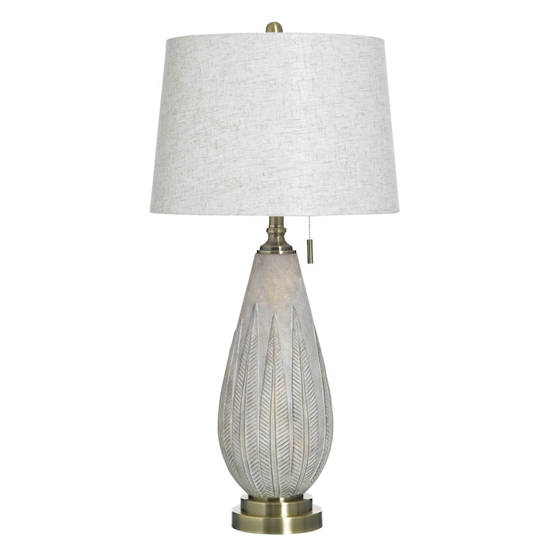StyleCraft Poly Table Lamp - Delnice Ivory - White Shade - Delnice Ivory, Heathered Oatmeal