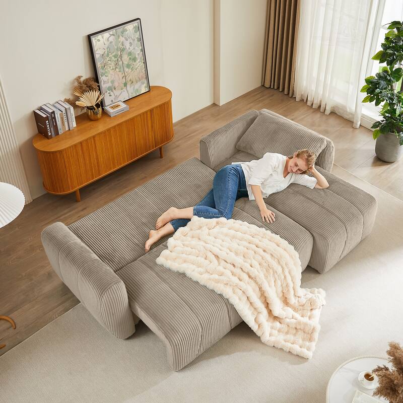 105.2'' L-Shaped 3-Seater Convertible Sofa Couch with Storage, Modern Adjustable Backrests, and Repositionable Chaise - Light Brown聽