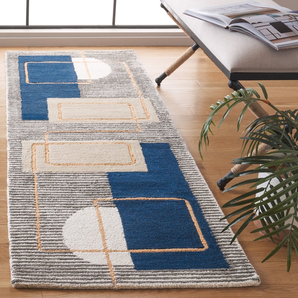SAFAVIEH Handmade Ebony Kimi Contemporary Wool Rug