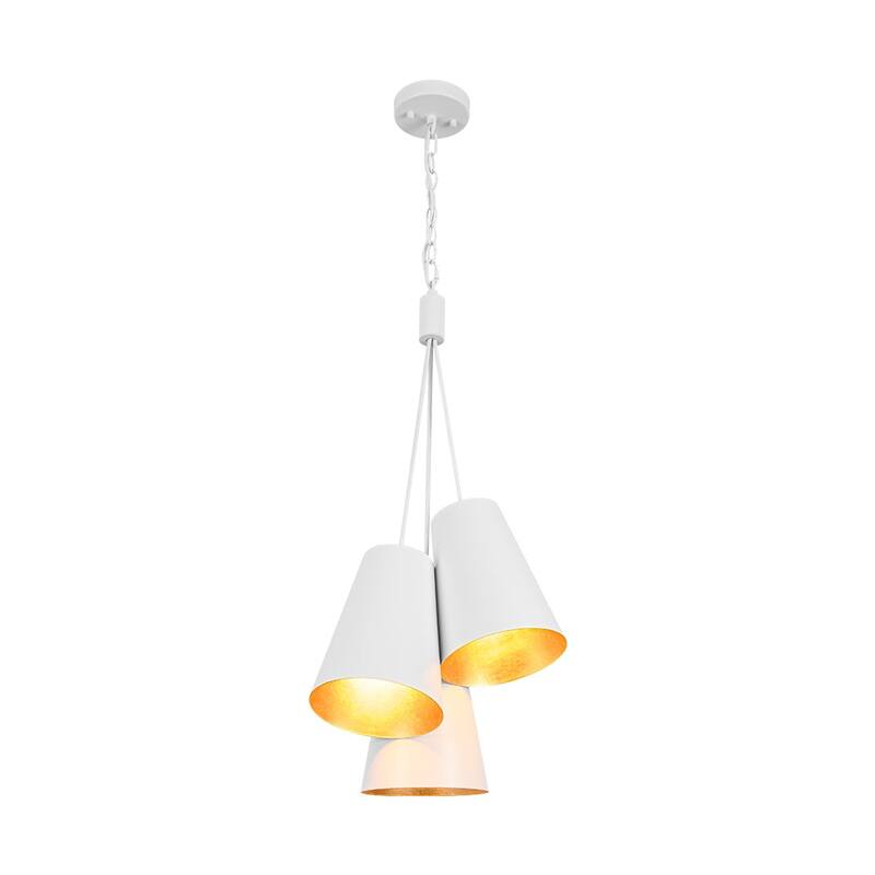 Scandinavian 3-Light Cluster Iron Cone Shade Pendant Chandelier